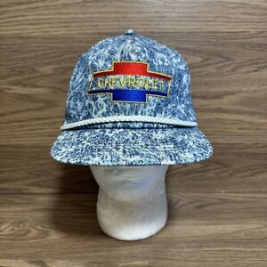 Vtg AmaPro Chevy Hat Chevrolet Logo With Rope Zipper Strap Denim Design
